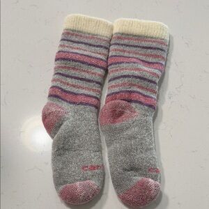 Carhartt Gray Crew Socks with Pink & Purple Stripes
